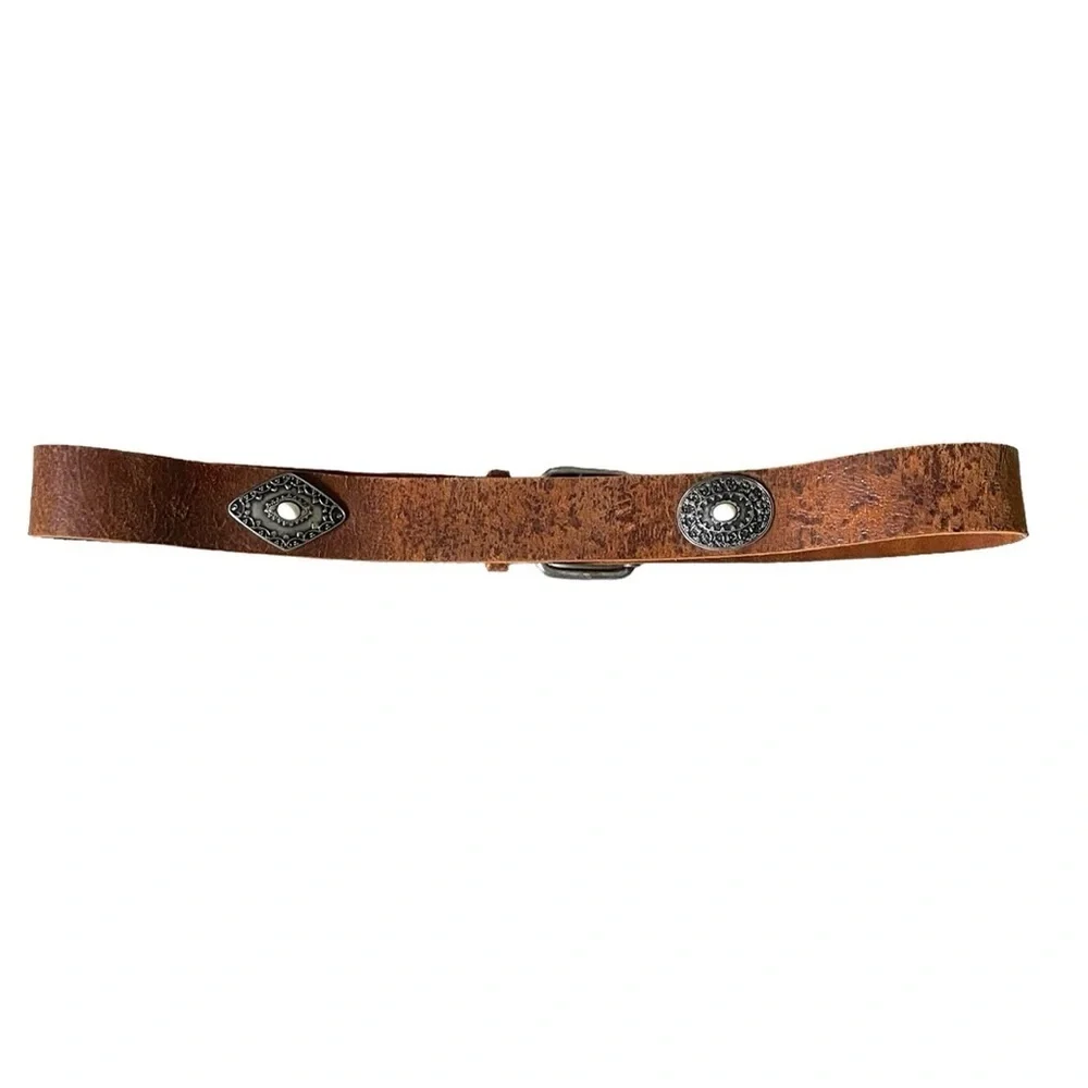 GARUGLIERI Italy Vintage Brown Leather Western Cowboy Belt L